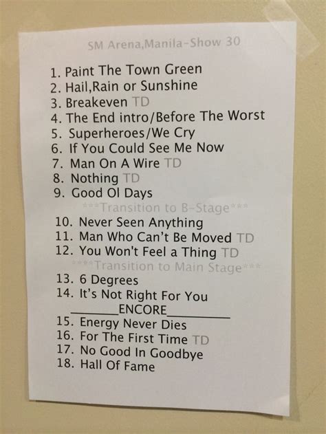 Set List. The Script No Sound Without Silence Tour, Manila | We the ...