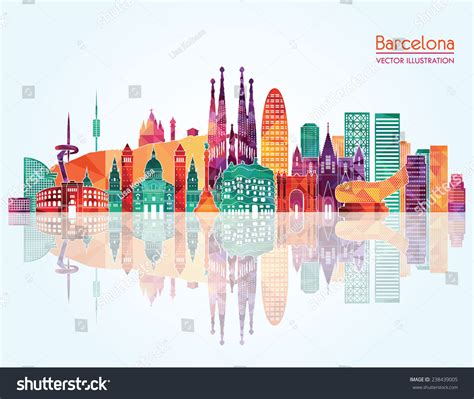 Barcelona Skyline Detailed Silhouette Vector Illustration Stock Vector ...