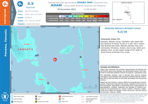 Earthquake in Vanuatu, Shake Map, 2021-11-20 - Vanuatu | ReliefWeb