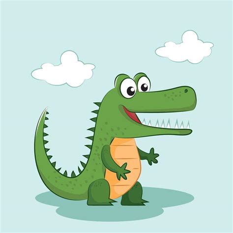 Cute Crocodile. Funny Alligator Predator Green Animal Character Cartoon Style Vector ...