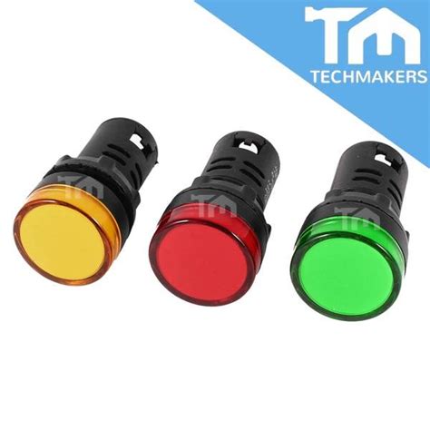 24VDC 22mm LED Signal Indicator Pilot Lamp Light Red Yellow Green Blue ...