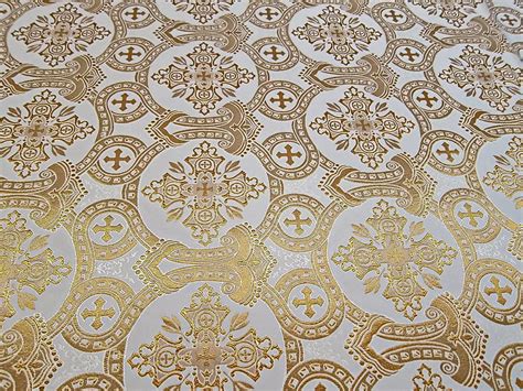 White Gold Brocade, Nonmetallic Black Gold Brocade Fabric, Clergy Vestment Brocade, Extra Wide ...