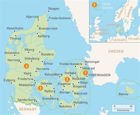 Denmark regions map - Denmark provinces map (Northern Europe - Europe)