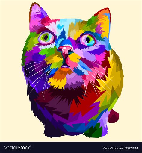 Cat in pop art colors design isolated Royalty Free Vector