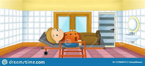 Cartoon Scene with Patient in the Hospital Stock Illustration - Illustration of health ...