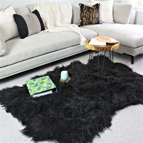 Small Black Shaggy Rug | Natural Wool Collection | Eluxury Home