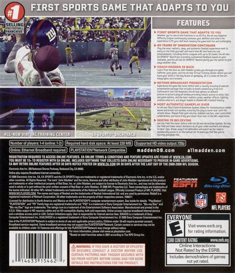 Madden NFL 09 (2008) box cover art - MobyGames