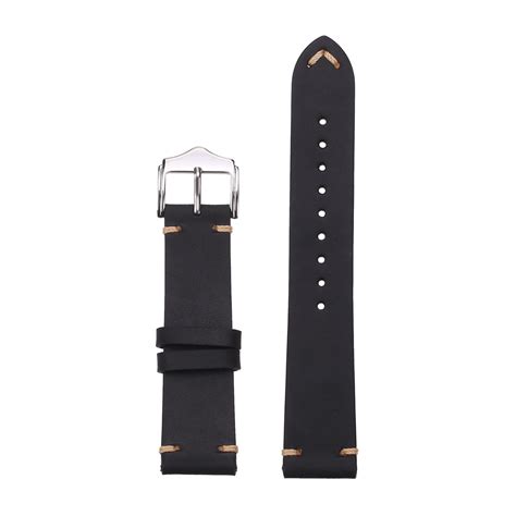 Crazy Horse Leather Watch Strap - Black - Watch Straps Co