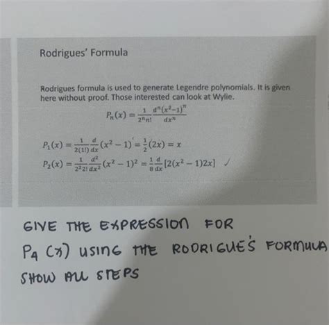 Solved Rodrigues' Formula Rodrigues formula is used to | Chegg.com