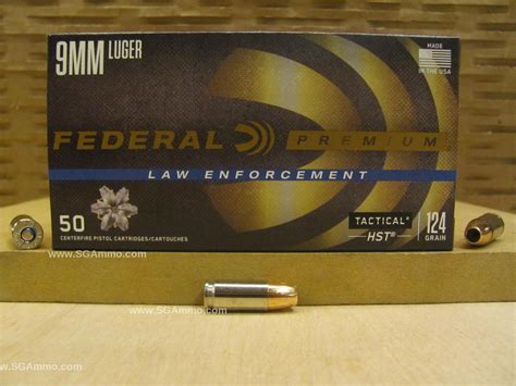 50 Round Box - 9mm Luger Federal HST 124 Grain Hollow Point LE Ammo - P9HST1 | SGAmmo.com