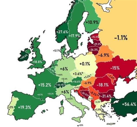 Population growth rates of European countries since 1990 : r/MapPorn