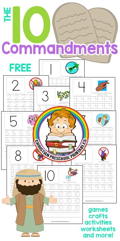 Ten Commandment Worksheets - Christian Preschool Printables