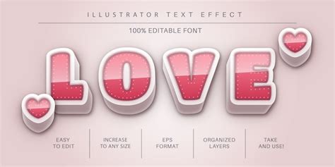 Premium Vector | Love text style, font effect