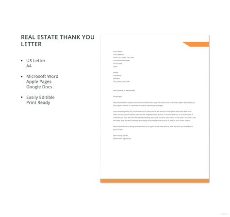 Free Real Estate Thank You Letter Template in Microsoft Word, Apple ...