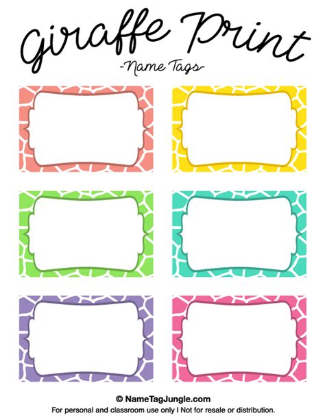 Printable Giraffe Print Name Tags | Printable label templates, Labels ...