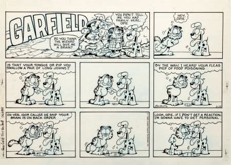 Garfield Sunday Comic Strip Original Art dated 5-29-88 United Feature Syndicate, 1988 by Jim ...