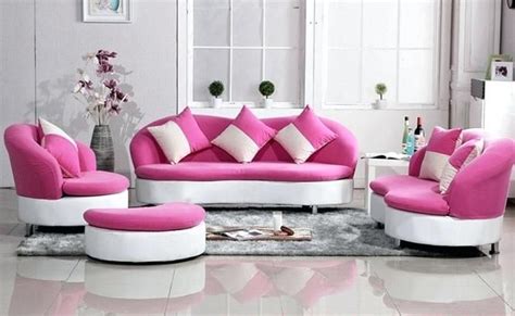 Pink Leather Sofa Set - sofa living room ideas