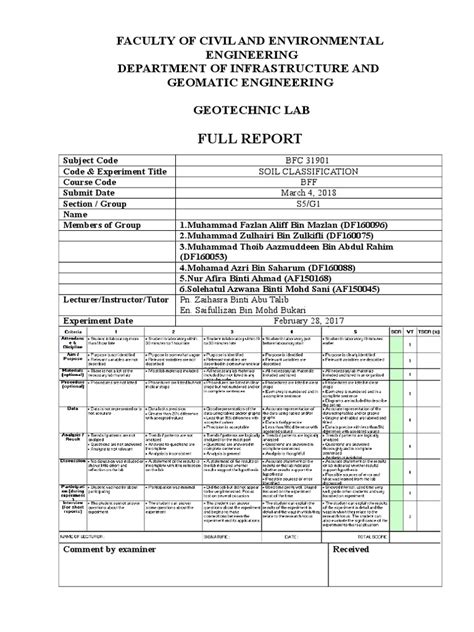 Lab Report Soil Classification | Materials | Engineering