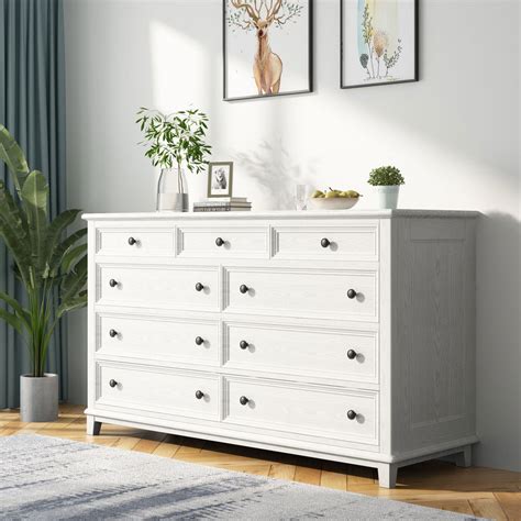 Shop Hampton Ash Wood 9 Chest of Drawers in White JS806 Online in Australia - Hallams Home