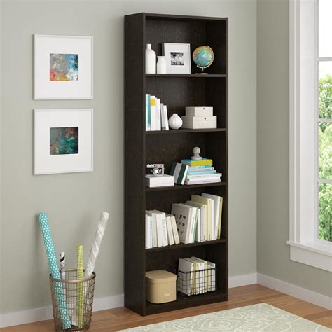 5-Shelf Bookcase in Black Forest Finish - Walmart.com