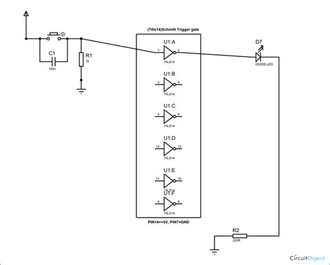 Schmitt Trigger Gate Circuit Diagram & Working Explanation