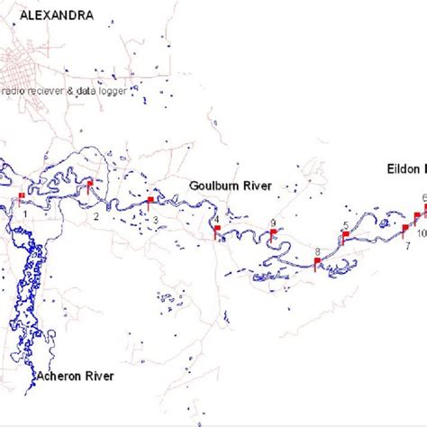 Map showing study‐reach on the Goulburn River downstream from Eildon... | Download Scientific ...