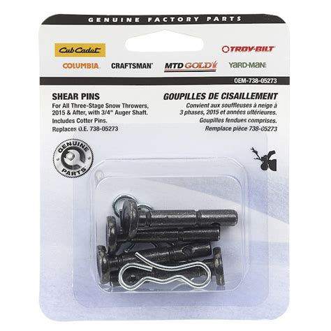 Shear Pins and Bow-Tie Cotter Pins Set for 3-Stage Snow Blowers OES-738 ...