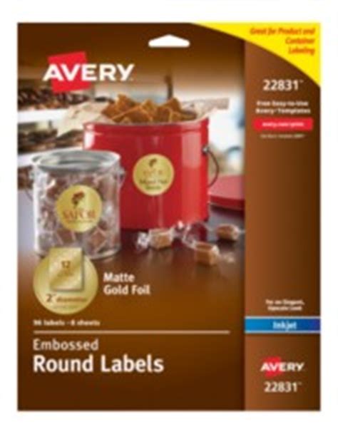 Avery Easy Peel Embossed Matte Gold Foil Round Labels