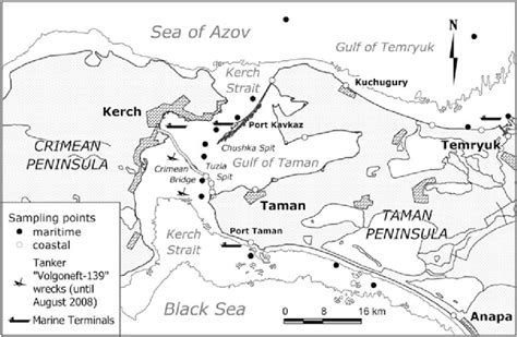 Location of sampling points in the Kerch Strait | Download Scientific ...