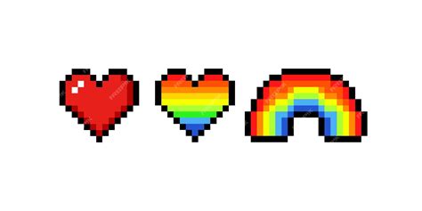 Premium Vector | 8 bit rainbow heart, rainbow. pixel art, vector isolated background