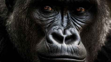 Gorilla Eyes Close Up Dark Background, Picture Of A Gorilla Face, Gorilla, Animal Background ...