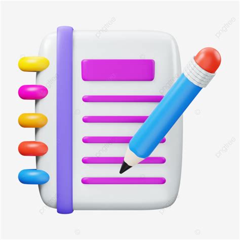 Notepad With Pencil 3d Icon, Notepad 3d, Notepad 3d Icon, Notepad 3d Render PNG Transparent ...