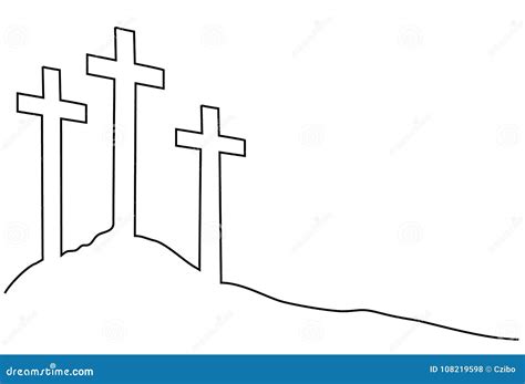 Easter Cross One Line Drawing Stock Vector - Illustration of holy, baptism: 108219598