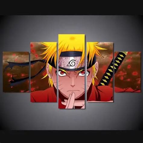 5 Panel Cartoon Anime Naruto Uzumaki Naruto Painting Canvas Wall Art Picture Home Decor Living ...