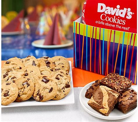 David's Cookies Blue Stripe Box Chocolate Cookies & Brownies - QVC.com