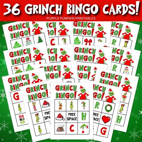 36 Printable Grinch Bingo Cards — Fun Christmas Game!