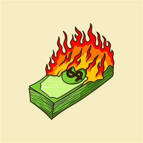 Burning Money Cartoon Vector Illustration 11772975 Vector Art at Vecteezy