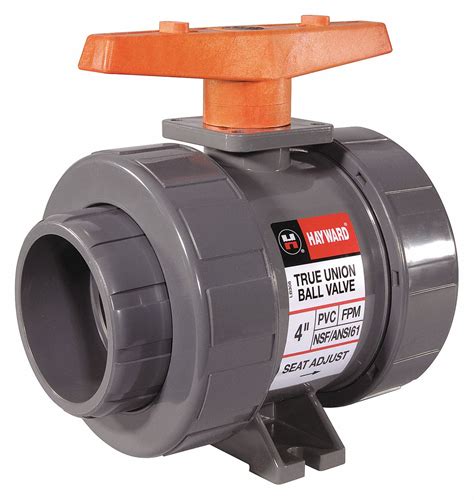 HAYWARD Ball Valve, PVC, Inline True Union, 2-Piece, Pipe Size 3 in, Connection Type Socket x ...