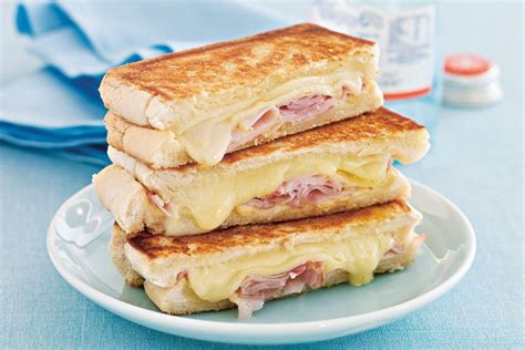 Pan-toasted ham and cheese sandwich