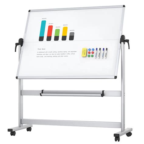 VIZ-PRO Double-Sided Mobile Whiteboard, 48 x 36 Inches, Magnetic ...