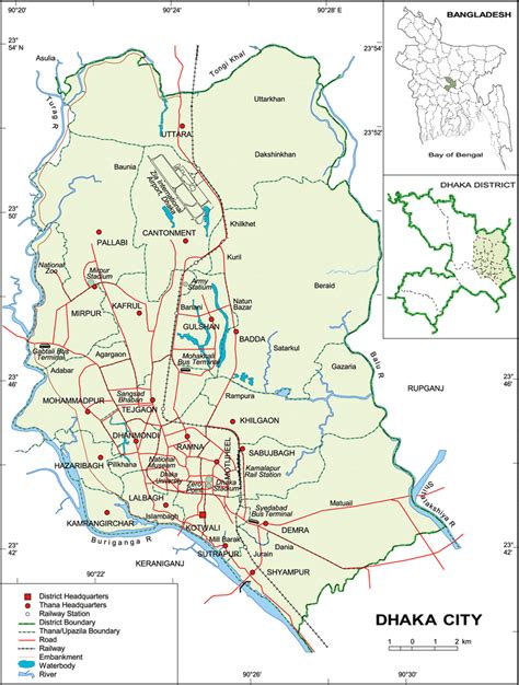 Location and administrative map of Dhaka city [13]. | Download ...