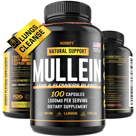 Buy Mullein Leaf s 1000mg, Mullein Lung Complex (Verbascum Thapsus ...