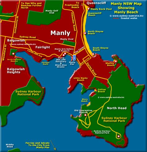 Manly Beach Map and Sydney Australia Maps