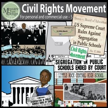 Civil Rights Movement Clip Art with MLK Jr, Malcolm X {Messare Clips and Design}