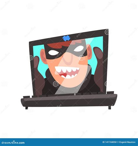 Hacker Face on Laptop Screen, Internet Crime, Computer Security ...