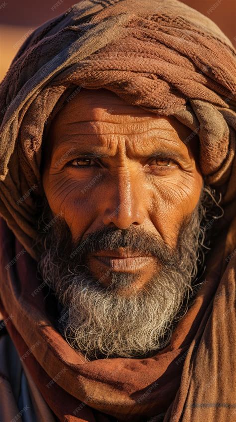 Premium AI Image | Portrait of a nomadic Bedouin in the Sahara Desert Man have weathered face