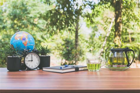 Office desk with nature background 1903170 Stock Photo at Vecteezy