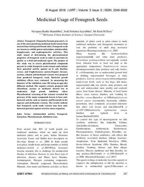 (PDF) Medicinal Usage of Fenugreek Seeds