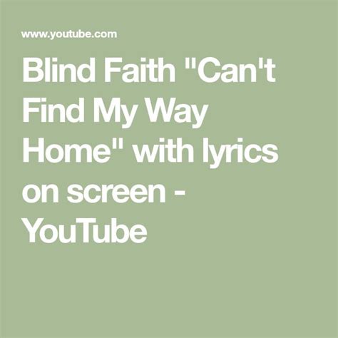 Blind Faith "Can't Find My Way Home" with lyrics on screen | Blind ...