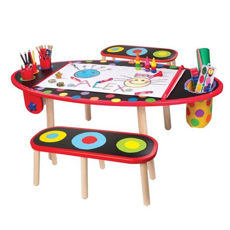 Kids Art Studio Drawing Table and Benches | Kids art table, Kids art ...